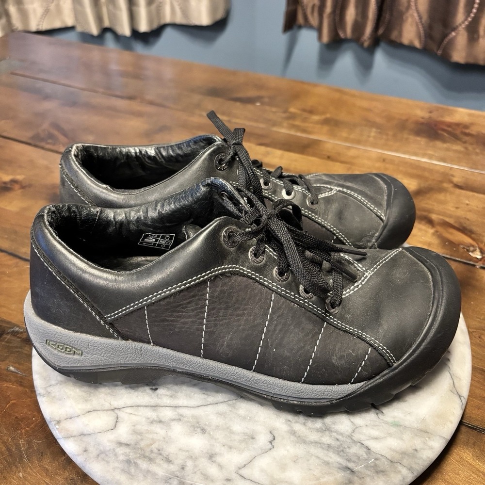 Keen Presidio II Hiking Trail Outdoor Shoes Black Leather Women Sz US 8.5 EU 39
